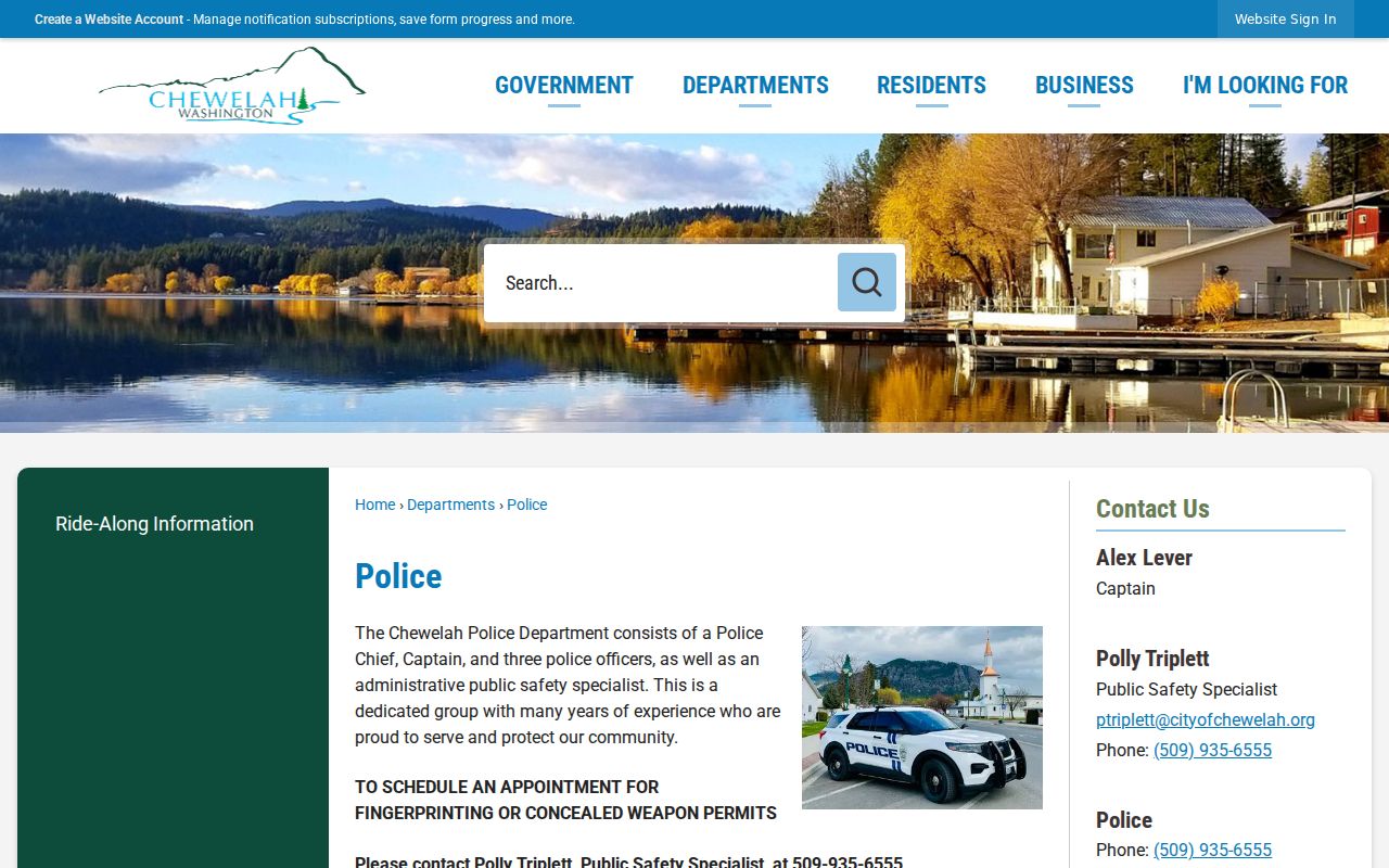 Chewelah criminal records at the current Police Department page