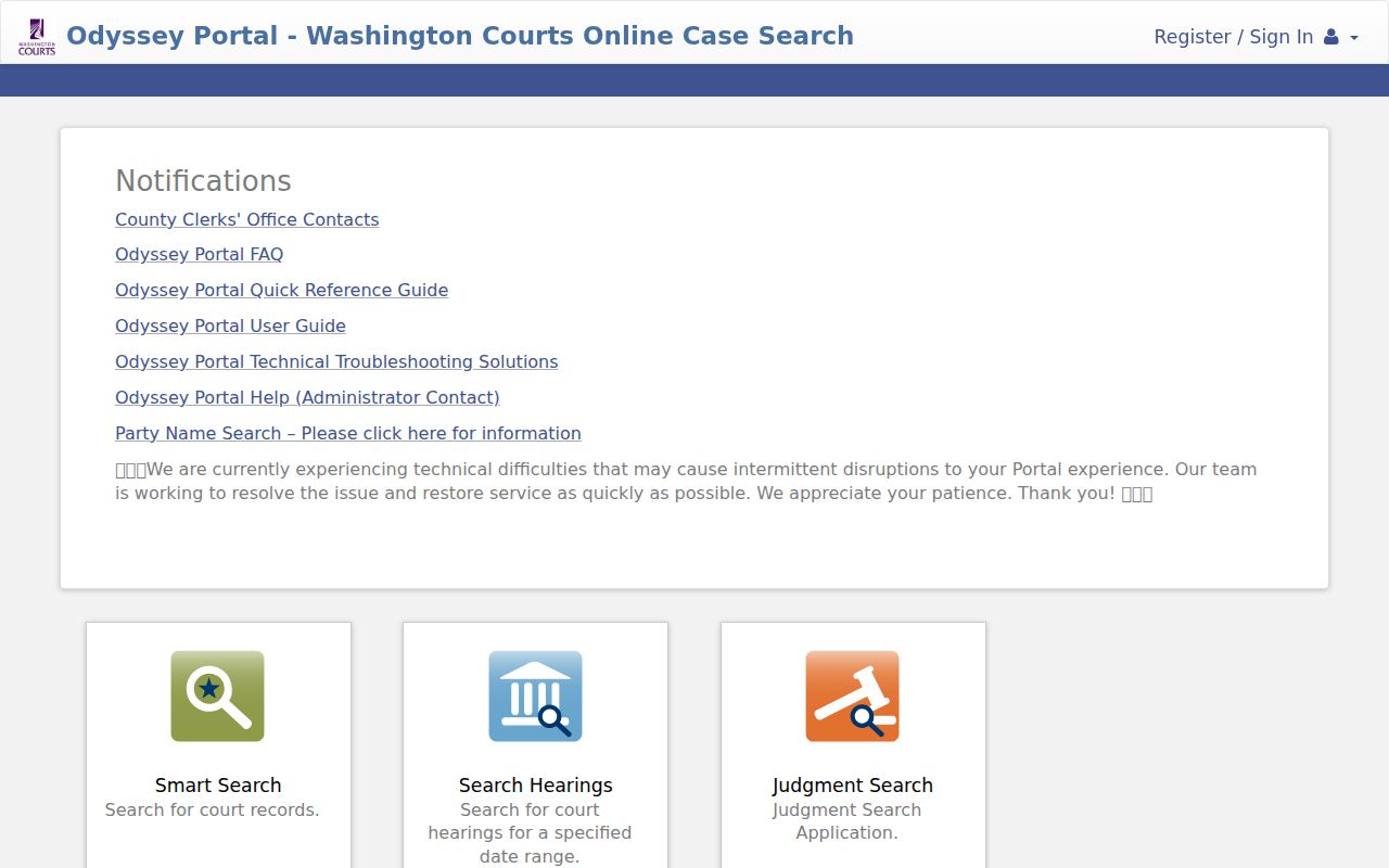 Stevens County criminal court cases in the Superior Court Odyssey Portal