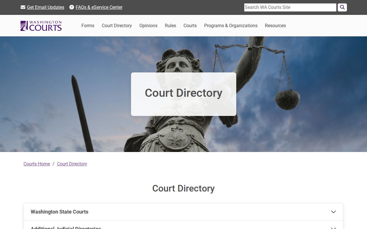 Washington court directory for Stevens County criminal court cases