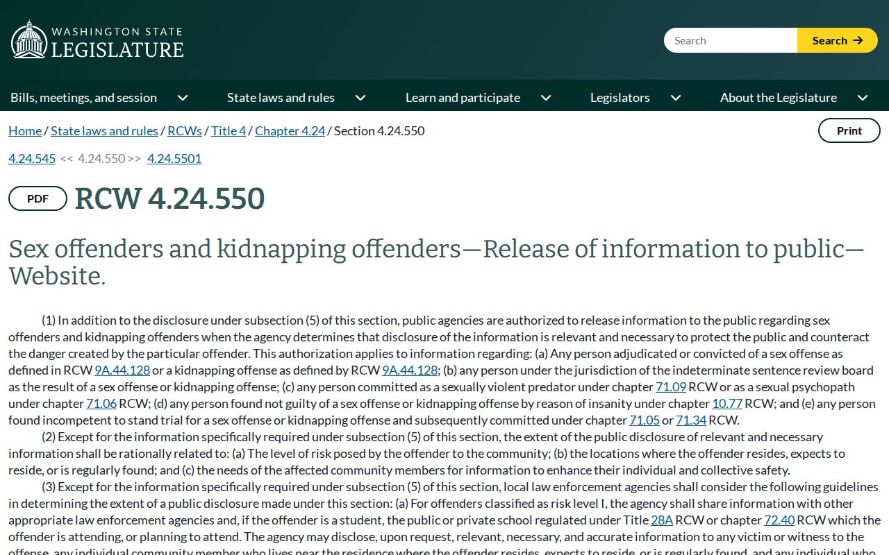 Stevens County registered offender public notification law
