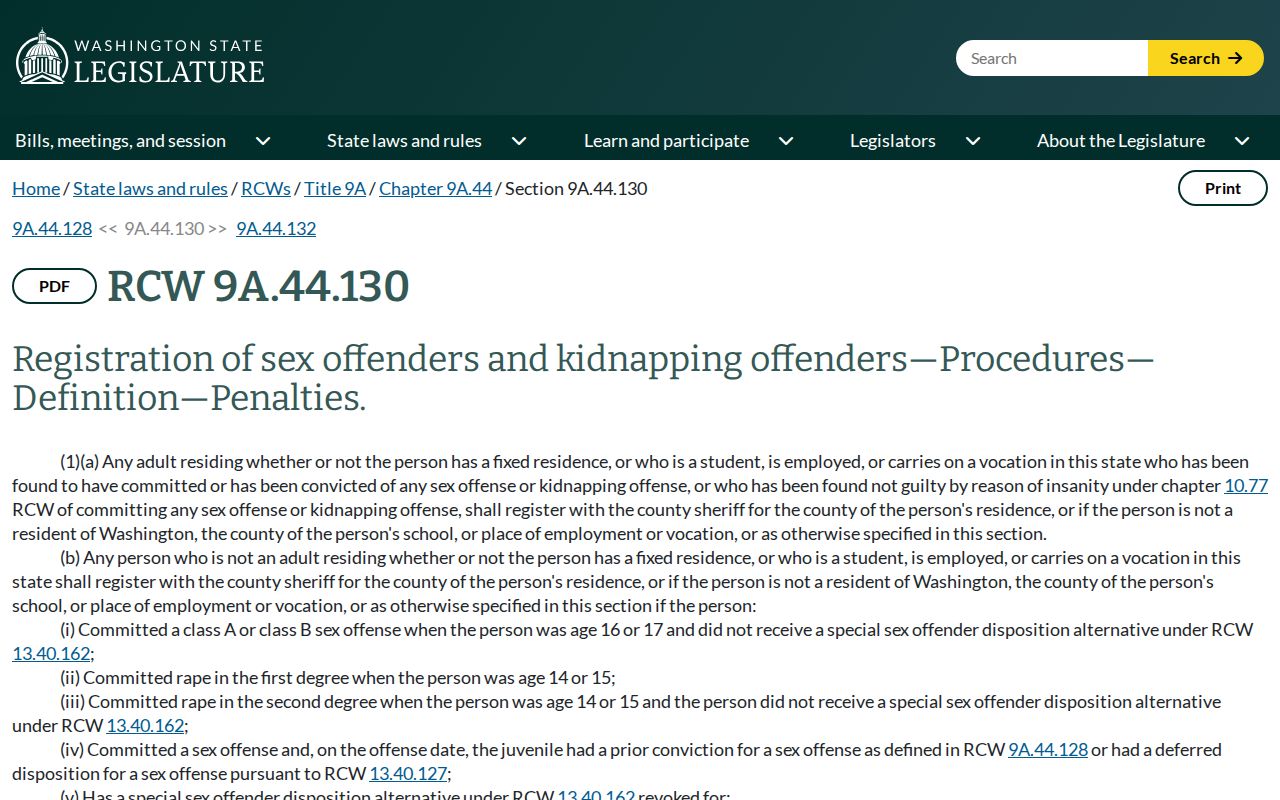 Stevens County sex offender registration law resource